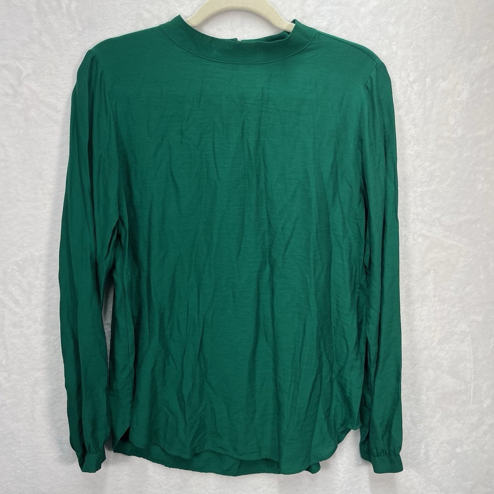 LOFT Long Sleeve Blouse Womens Small Green Button Back Dressy Career Holiday